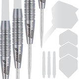 Purist Phase 6 Natural Steel Tip Darts contents image displaying everything included inside the package