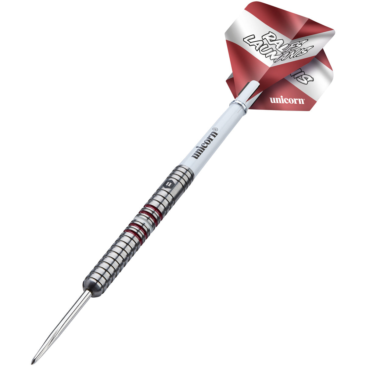 Ralfs Laumanis Steel Tip Darts angled product image displaying the barrel profile, grip layout, and design features