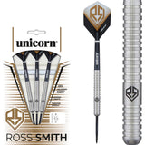 Ross Smith Natural Steel Tip Darts main product image showing the darts, packaging, flights, shafts, and included accessories