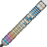 Close-up of the Unicorn Seigo Asada Code dart barrel with multicolour grip detailing.