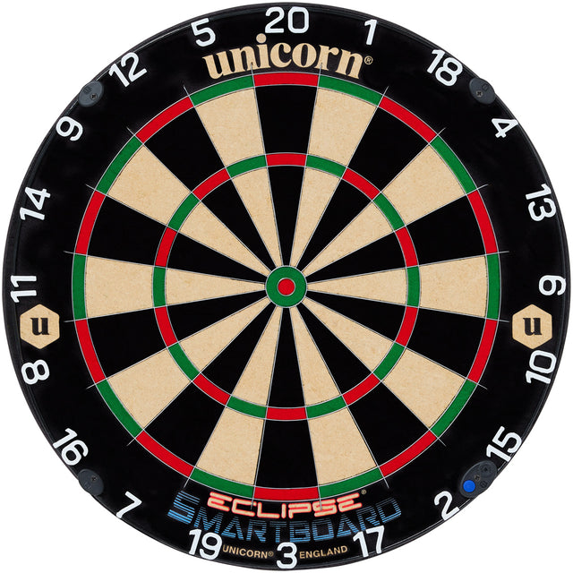 Unicorn Smartboard Eclipse Dartboard main product image showing the dartboard and product contents