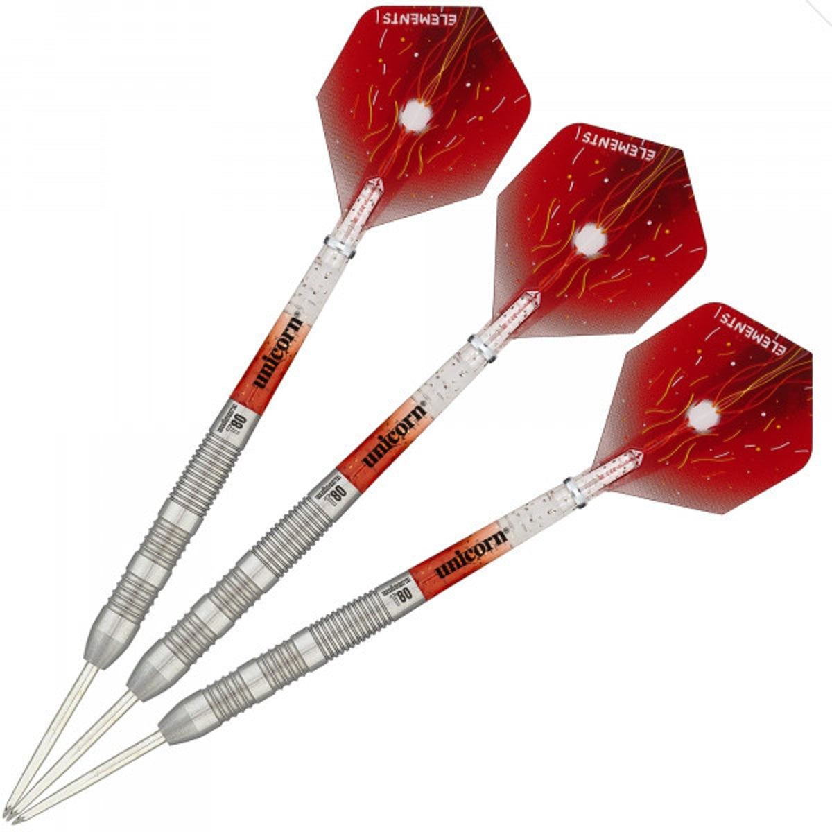 Striker Type 3 Steel Tip Darts image showing the complete three dart set together highlighting barrel design consistency and styling