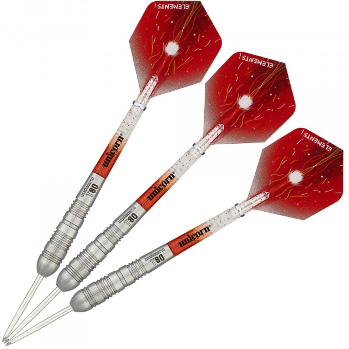 Striker Type 4 Steel Tip Darts image showing the complete three dart set together highlighting barrel design consistency and styling