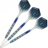 T95 Type 1 Core XL Blue Steel Tip Darts image showing the complete three dart set together highlighting barrel design consistency and styling