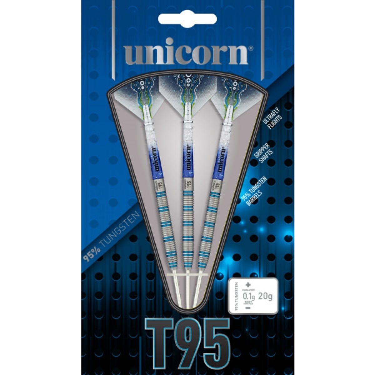 T95 Type 1 Core XL Blue Steel Tip Darts packaging exterior image showing the outer box artwork, branding, and presentation design