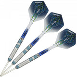T95 Type 2 Core XL Blue Steel Tip Darts image showing the complete three dart set together highlighting barrel design consistency and styling
