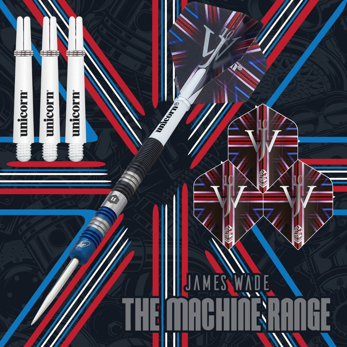 ハードダーツ　James Wade The Machine Range 23g The Machine James Wade Two-Tone 90% Tungsten Steel Tip Darts by