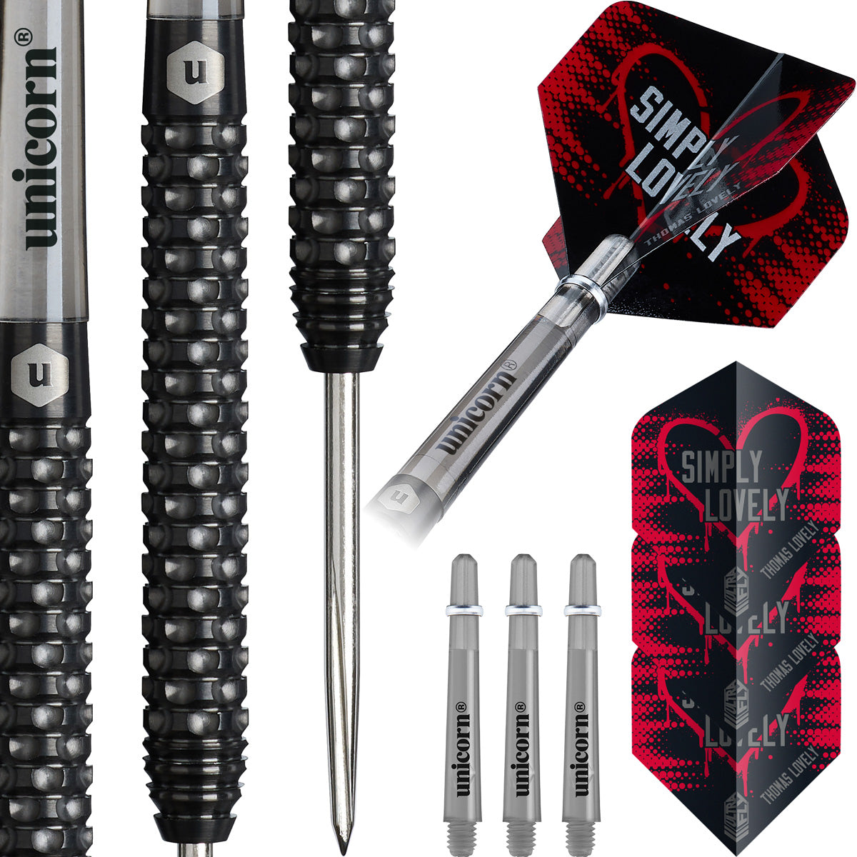 Thomas Lovely Steel Tip Darts contents image displaying everything included inside the package