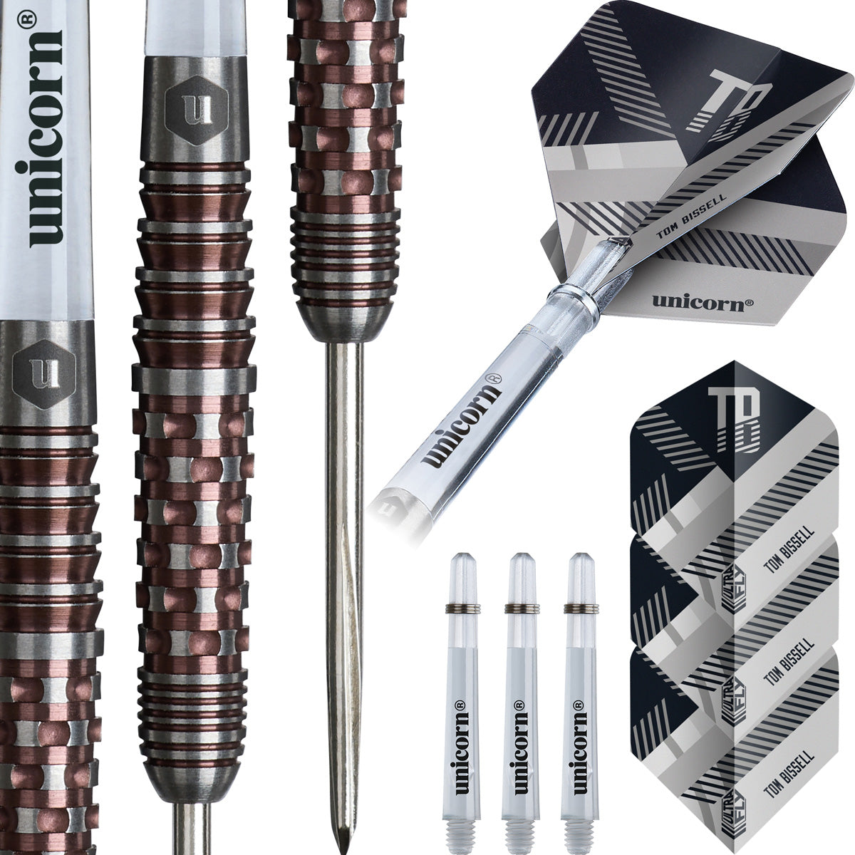 Tom Bissell Rosso Steel Tip Darts contents image displaying everything included inside the package
