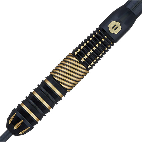 Top Brass 2 Steel Tip Darts close up image showing detailed grip patterns, machining, coating, and precision craftsmanship