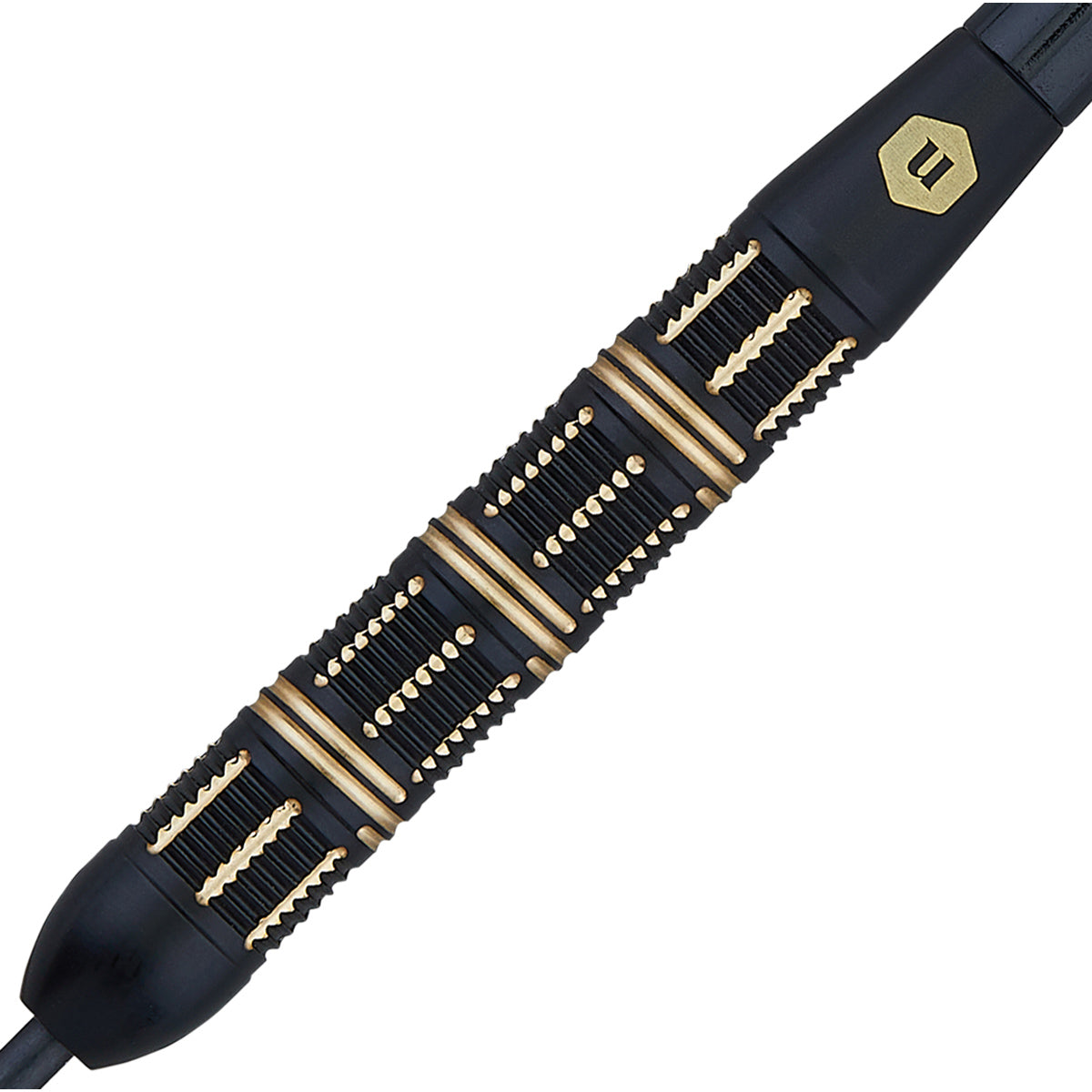 Top Brass 3 Steel Tip Darts close up image showing detailed grip patterns, machining, coating, and precision craftsmanship