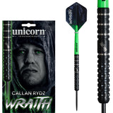 Wraith Callan Rydz Phase 2 Steel Tip Darts main product image showing the darts, packaging, flights, shafts, and included accessories