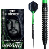 Wraith Cameron Menzies Steel Tip Darts main product image showing the darts, packaging, flights, shafts, and included accessories