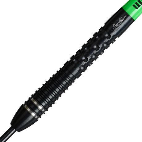 Wraith Gary Anderson Phase 6 Steel Tip Darts close up image showing detailed grip patterns, machining, coating, and precision craftsmanship
