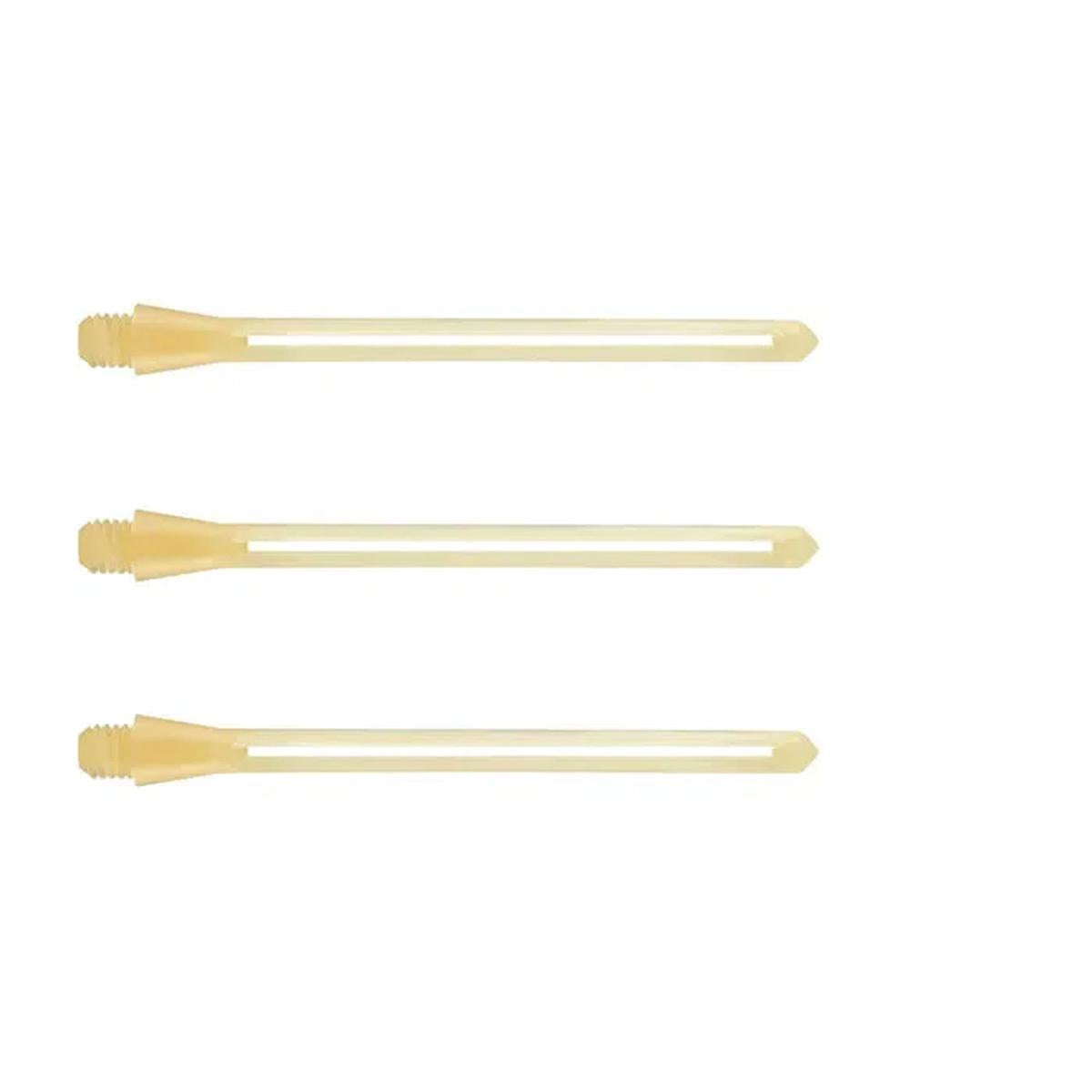 Three-pack of blue Unicorn Slikstik dart stems with smooth and minimalist styling.