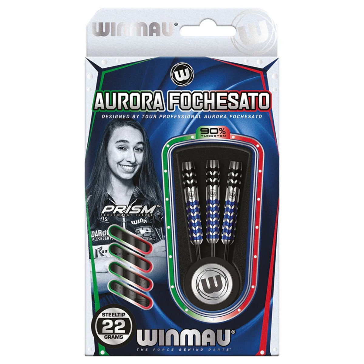 Aurora Fochesato Steel Tip Darts packaging exterior image showing the outer box artwork, branding, and presentation design
