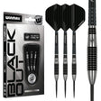 Blackout Bomb Barrel Steel Tip Darts main product image showing the darts, packaging, flights, shafts, and included accessories