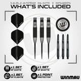 Blackout Bomb Barrel Steel Tip Darts contents image displaying everything included inside the package