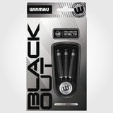 Blackout Straight Barrel Steel Tip Darts packaging exterior image showing the outer box artwork, branding, and presentation design