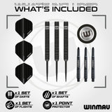 Blackout Straight Barrel Steel Tip Darts contents image displaying everything included inside the package
