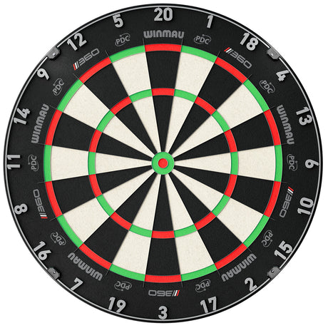 Winmau Blade 360 Triple Core Dartboard main product image showing the dartboard and product contents