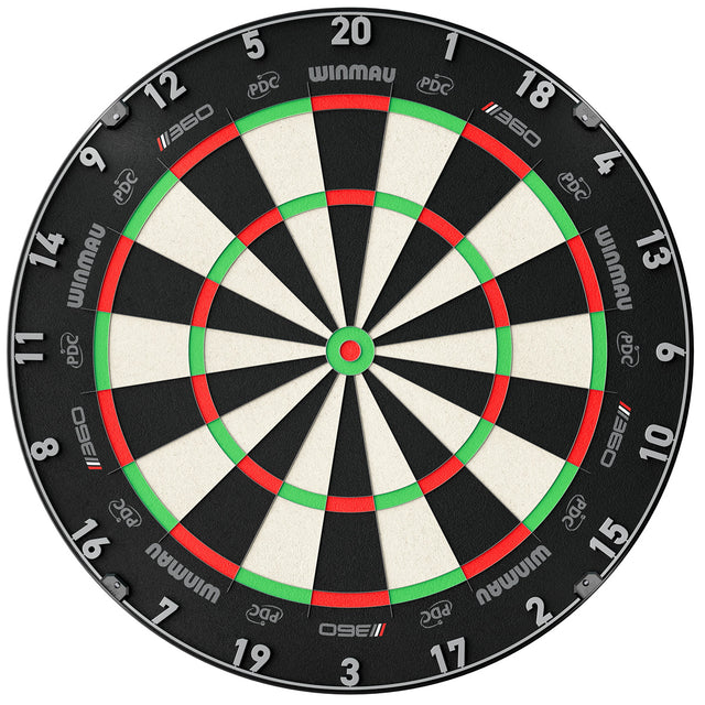 Winmau Blade 360 Triple Core Dartboard main product image showing the dartboard and product contents