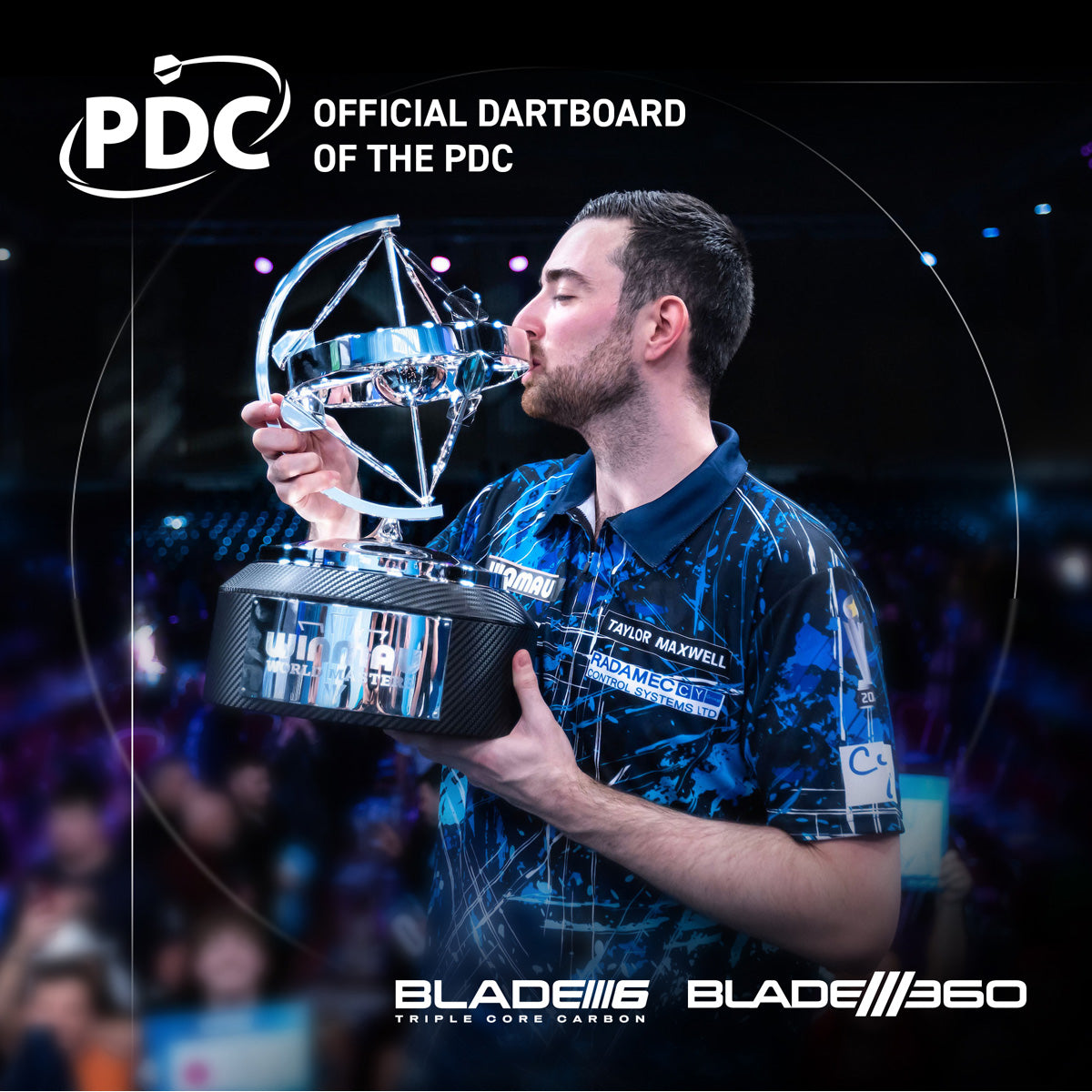 Winmau Blade 360 Triple Core Dartboard PDC branding showing these dartboards are the official dartboard of the PDC