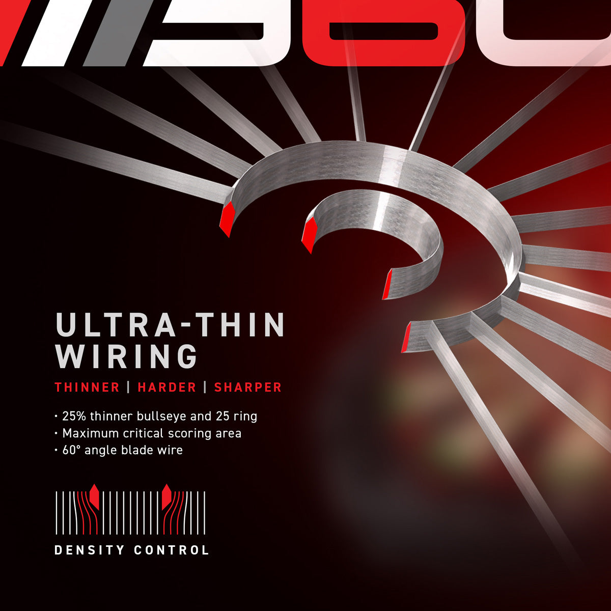 Winmau Blade 360 Triple Core Dartboard image highlighting the wire technology and spider system design