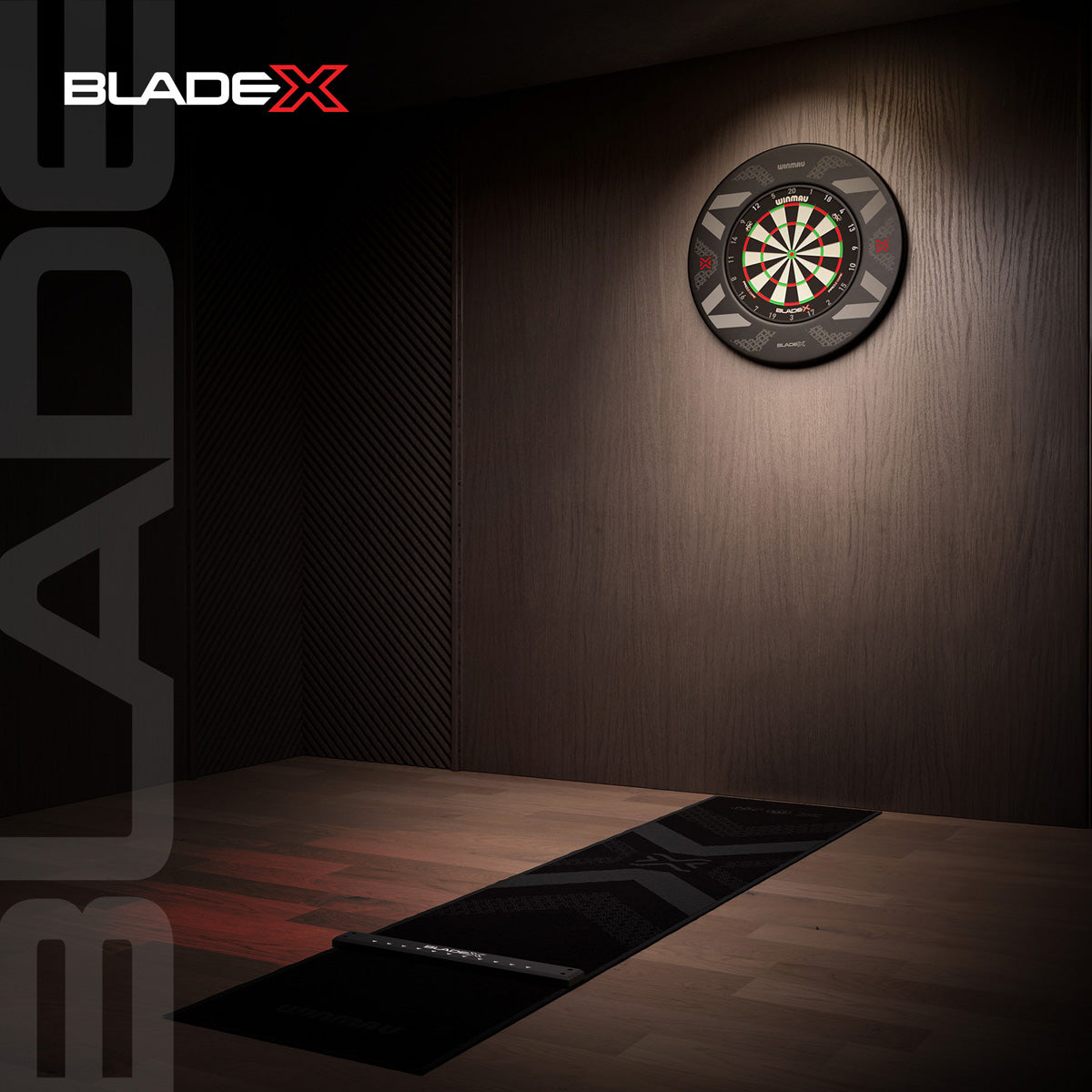 Winmau Blade X Official PDC Dartboard image showing a different angle in a real life scenario