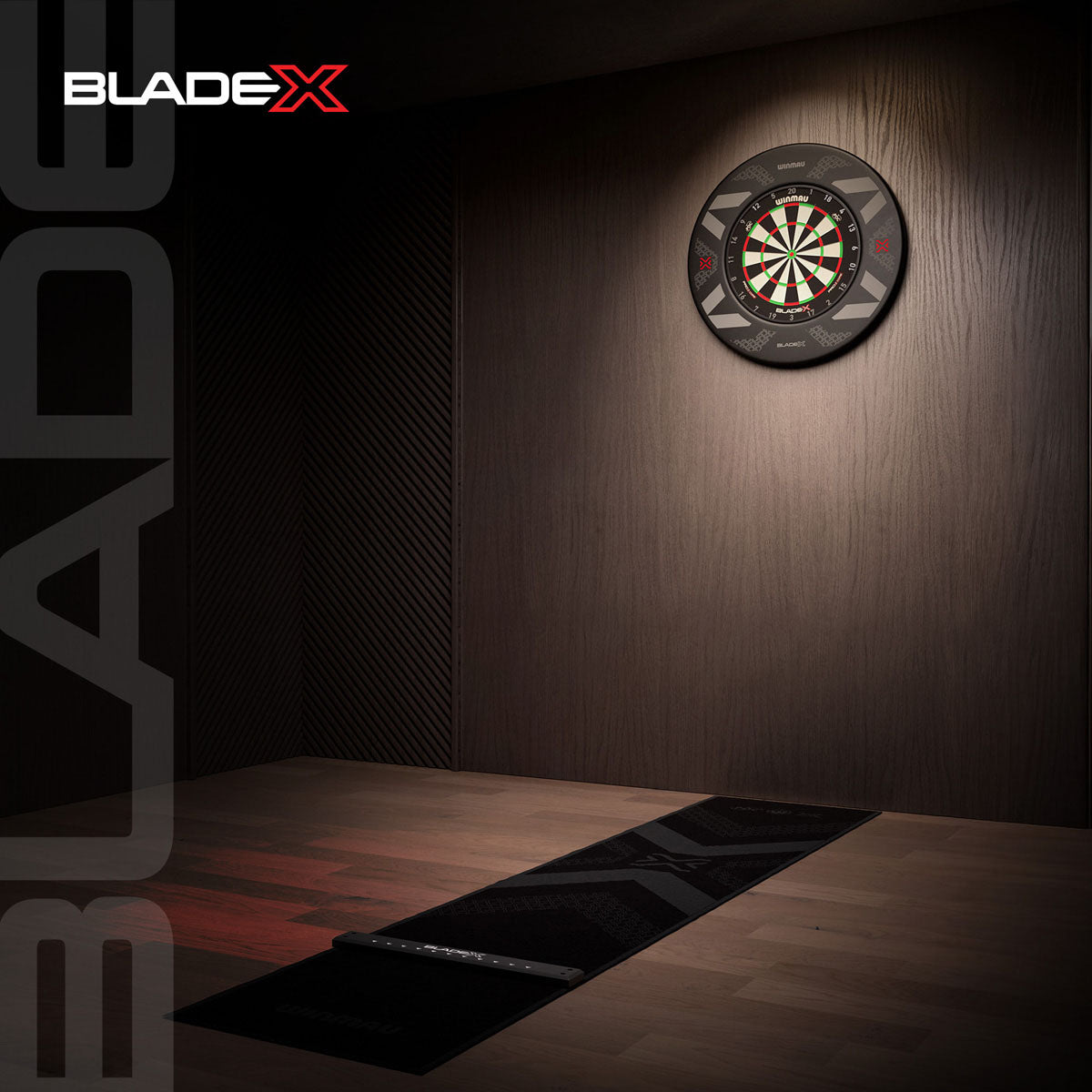 Winmau Blade X Official PDC Dartboard image showing a different angle in a real life scenario