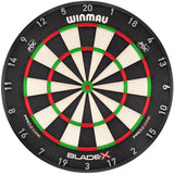 Winmau Blade X Official PDC Dartboard main product image showing the dartboard and product contents