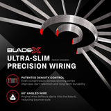 Winmau Blade X Official PDC Dartboard image highlighting the wire technology and spider system design