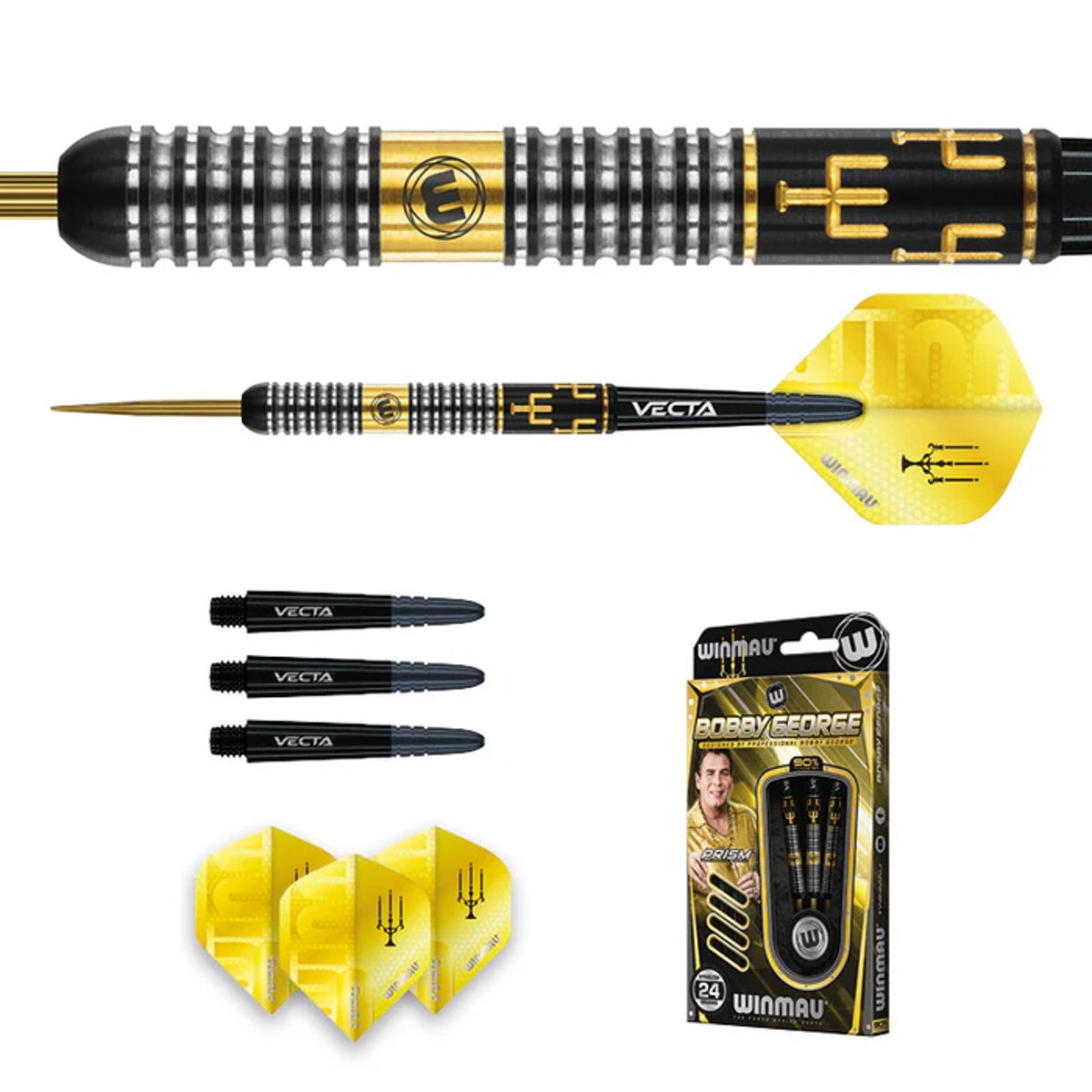 Bobby George Steel Tip Darts contents image displaying everything included inside the package
