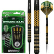 Brendan Dolan Signature Series Steel Tip Darts main product image showing the darts, packaging, flights, shafts, and included accessories
