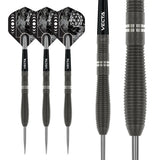 Callisto 02 Steel Tip Darts straight product image displaying the barrel profile, grip layout, and design features