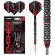 Cypher Steel Tip Darts main product image showing the darts, packaging, flights, shafts, and included accessories