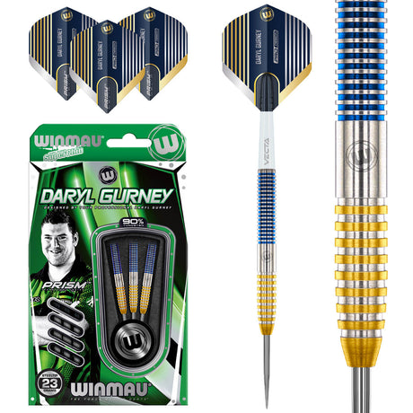 Daryl Gurney SC 1.0 Series Steel Tip Darts main product image showing the darts, packaging, flights, shafts, and included accessories