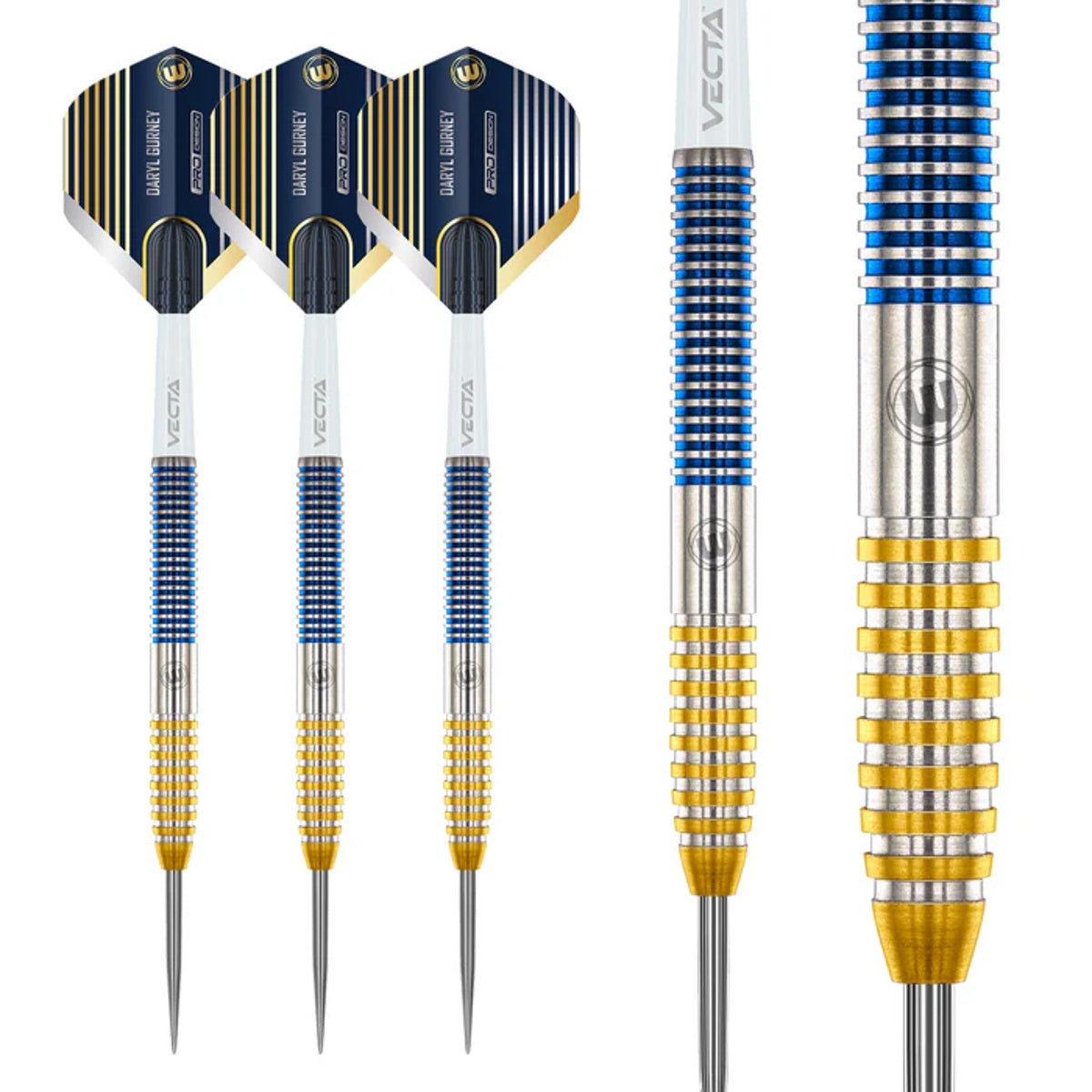 Daryl Gurney SC 1.0 Series Steel Tip Darts straight product image displaying the barrel profile, grip layout, and design features