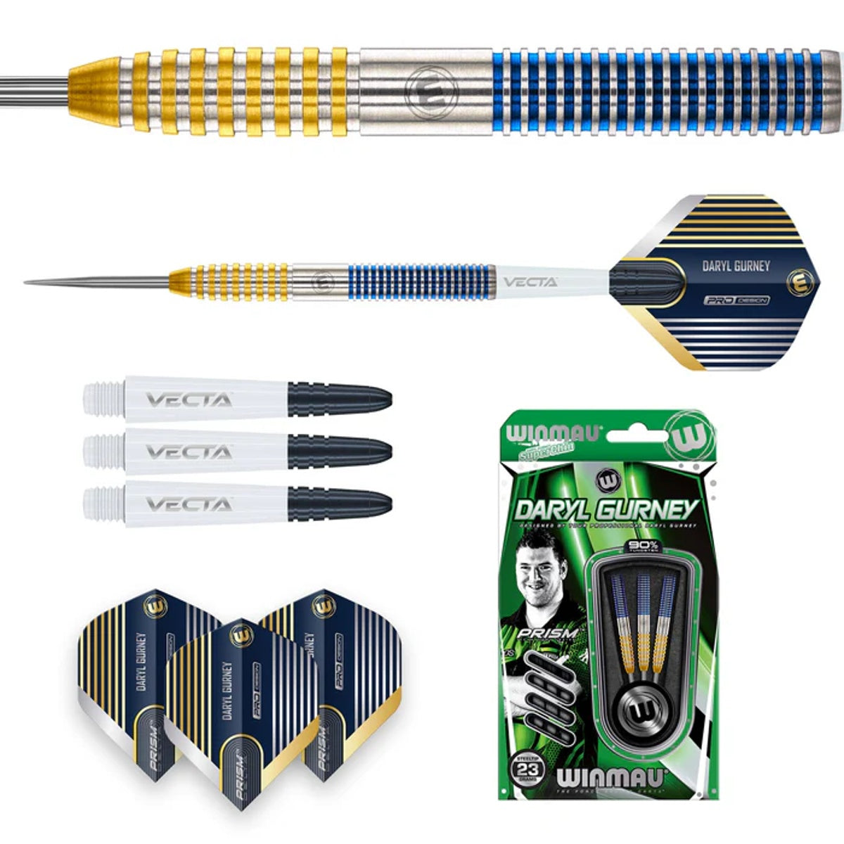 Daryl Gurney SC 1.0 Series Steel Tip Darts contents image displaying everything included inside the package