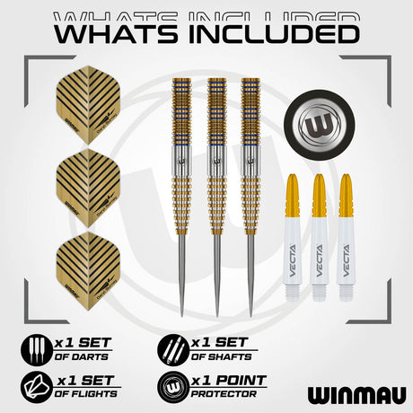Daryl Gurney Signature Edition Steel Tip Darts contents image displaying everything included inside the package