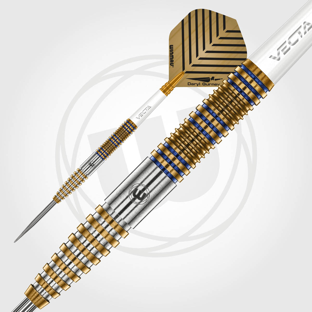 Daryl Gurney Signature Edition Steel Tip Darts close up image showing detailed grip patterns, machining, coating, and precision craftsmanship
