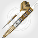 Daryl Gurney Signature Edition Steel Tip Darts close up image showing detailed grip patterns, machining, coating, and precision craftsmanship