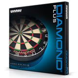 Winmau Diamond Plus Dartboard outer box image showing the retail packaging and branding