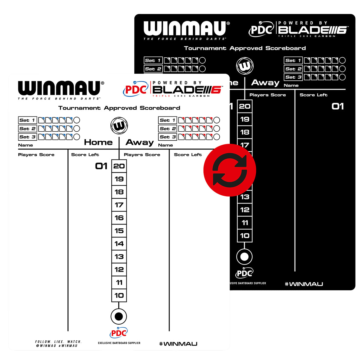 Winmau Dry Wipe Score Board PDC Design alternative angle image showing additional product details and features
