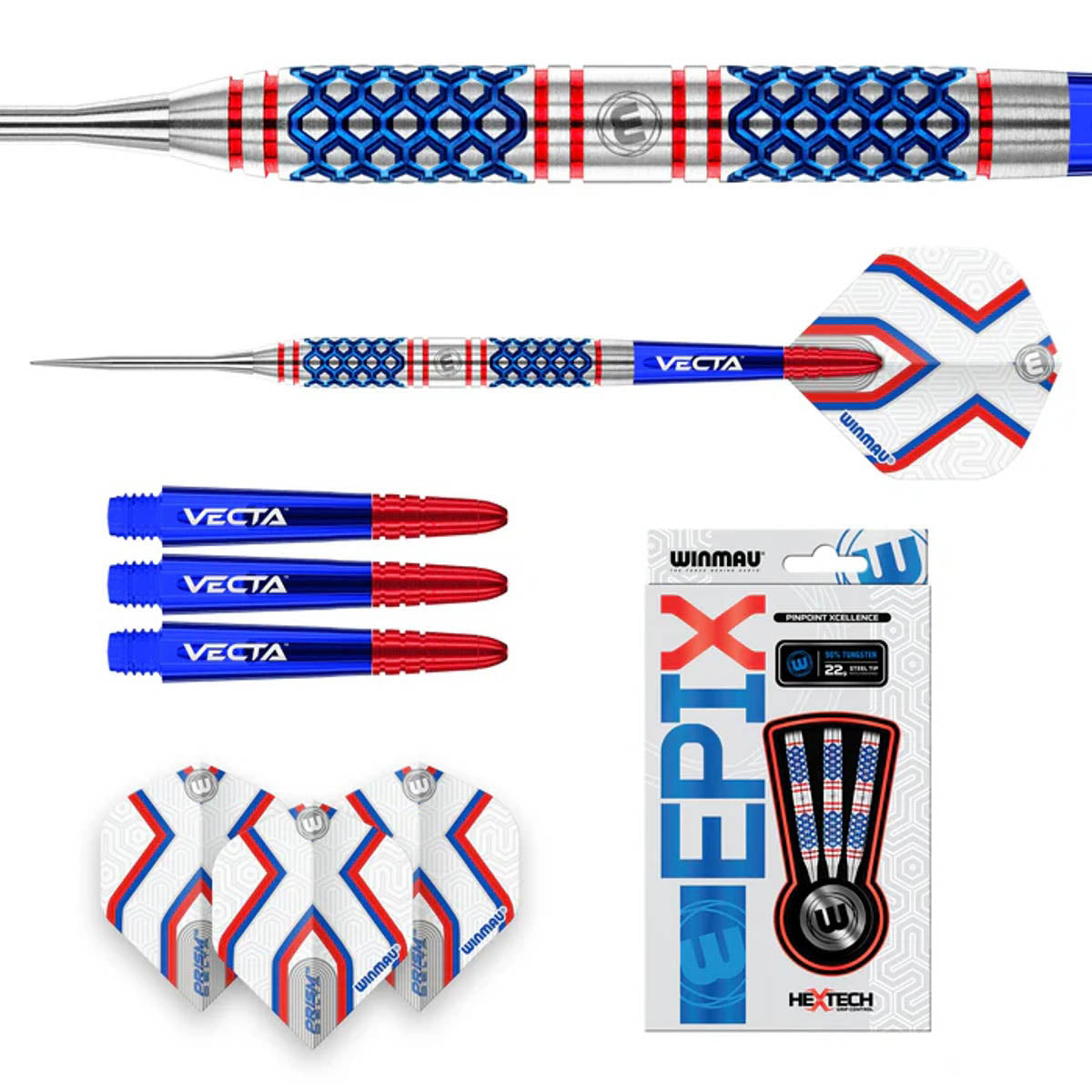 DARTMAX 2.5インチエギ 6個セット Winmau Epix 90% Tungsten Steel Tip Darts – Double Top Darts