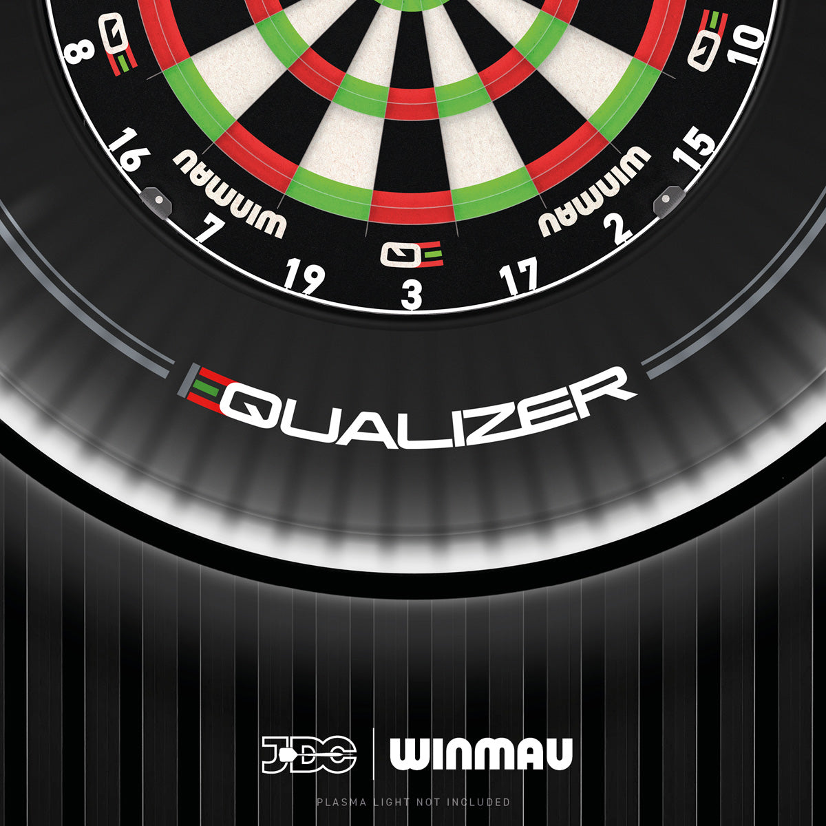 Winmau Equalizer Dartboard Official JDC Training Dartboard product image showing the equalizer dartboard branding and product contents