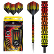 Firestorm Flame Parallel Steel Tip Darts main product image showing the darts, packaging, flights, shafts, and included accessories