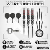 Fornax Torpedo Switch Point Steel Tip Darts contents image displaying everything included inside the package