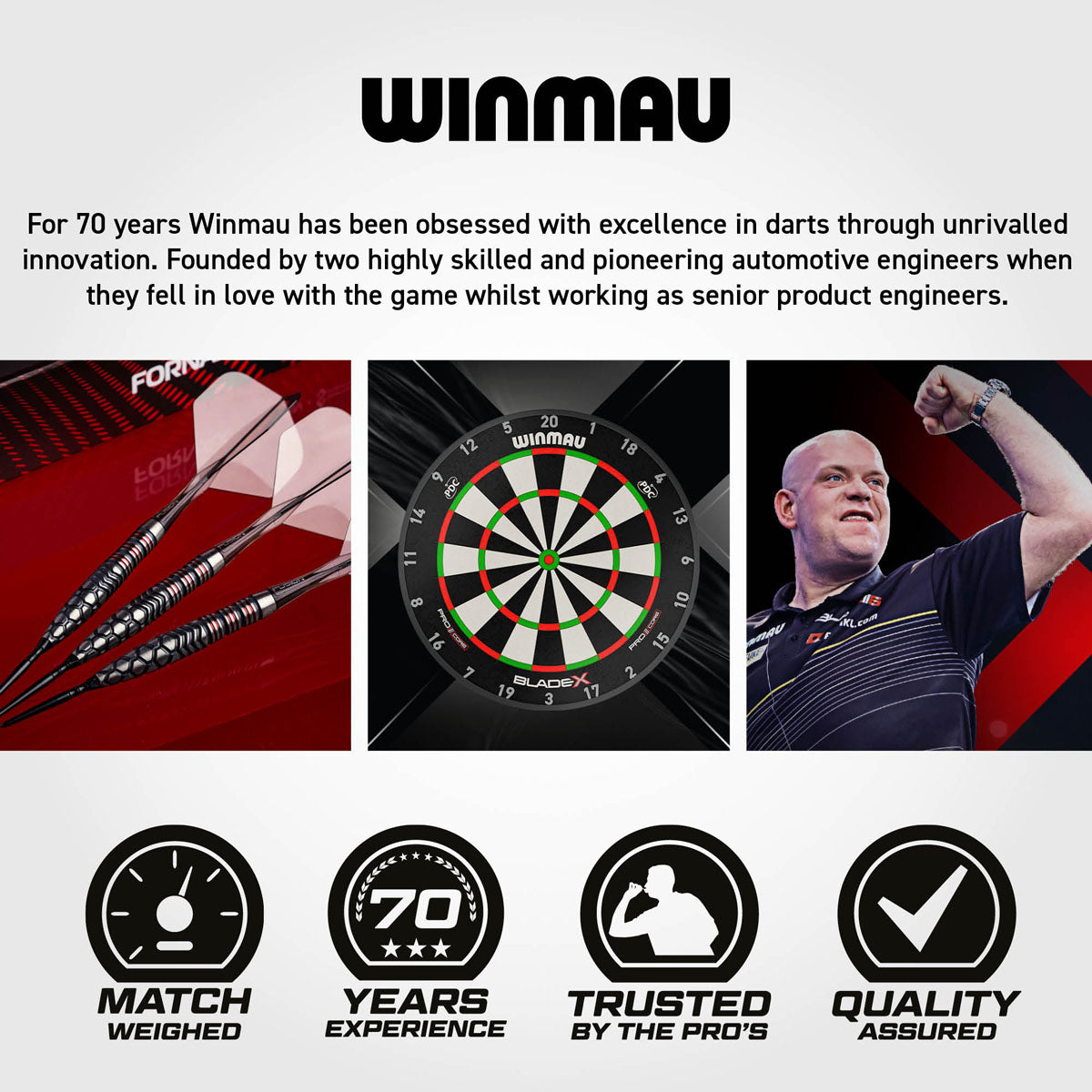 Fornax Torpedo Switch Point Steel Tip Darts Winmau brand image featuring Winmau branding, product range identity, and manufacturer information