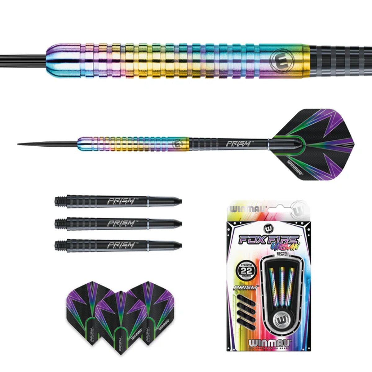 Foxfire Urban Steel Tip Darts contents image displaying everything included inside the package